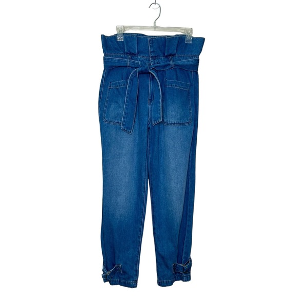 BLANK NYC High Rise Paperbag Jeans Belted Cuffed Dancing Queen Blue Size 27 - Picture 1 of 9
